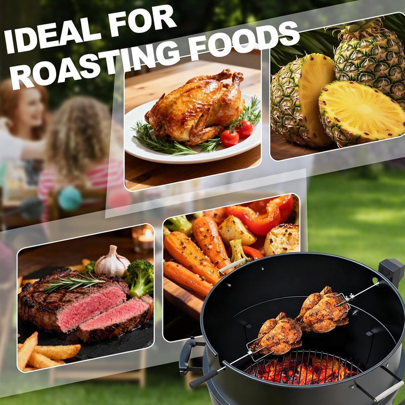 KEESHA Rotisserie Grill Kit Premium Chicken Rotisserie for Weber 22 Kettle Grill, Rotating Ring Kit for Weber Kettle Accessories, Upgraded Electric Motor - Well Balanced - Image 5